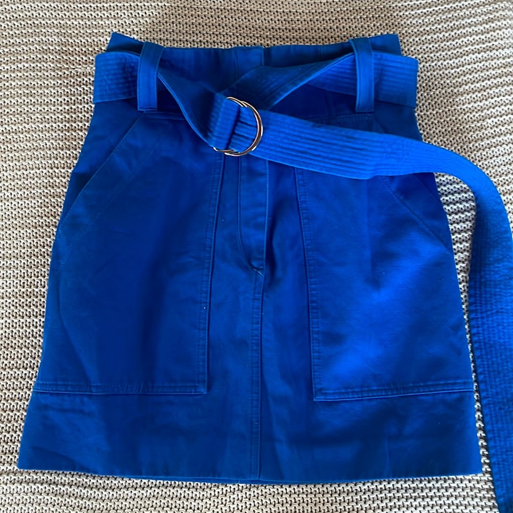Sandro Cobalt Blue High-Waist Mini Skirt with Matching Belt